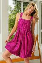 BiBi Fuchsia Wave Pleated Wide Legs Shortalls