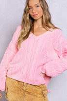 POL Dreamy V-Neck Sweater with Chain Detail CANDY PINK POL