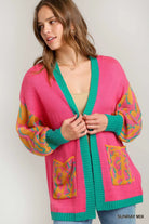 Umgee Sunray Mix Animal Print Open Front Sweater Cardigan SUNRAY MIX