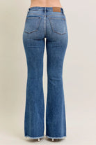 Judy Blue Mid-rise Vintage Wash Flare Jeans W/ Destroyed and Fray Hem