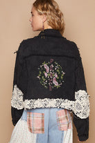 POL Crochet Patch Embroidered Button Up Jacket Coats & Jackets