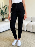 Judy Blue Black High Waist Double Roll Cuff Jeans Black Trendsi