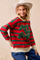 BiBi Christmas Theme Stripe Knit Top