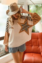 BiBi Star Patchwork Mixed Long Sleeve Top