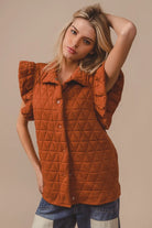BiBi Rust Quilting Knit Ruffle Sleeve Vest