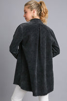 Umgee Black Raw Hem Button Down Denim Jacket with Chest Pockets Coats & Jackets