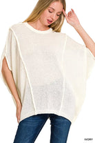 Zenana Ivory Drop Shoulder Short Sleeve Knit Top IVORY