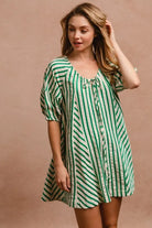 BiBi Jade Puffy Sleeves Romper with Back Button Closure JADE