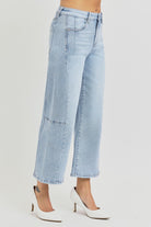 RISEN High Rise Seamed Detail Wide Leg Crop Jeans