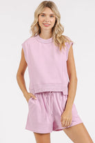 Mittoshop Lilac Pink French Terry Crew Neck Top and Shorts Set LILAC PINK