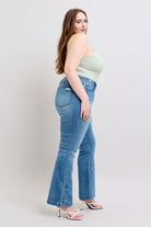 Judy Blue High Wasited Tummy Control Vintage Wash Side Slit Slim Boot Jeans