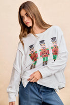 BiBi Christmas Sequin Nutcrackers Embroidery Sweatshirt
