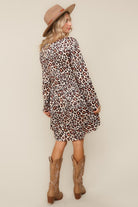Haptics Taupe Leopard Babydoll Swing Knee Length Knit Dress