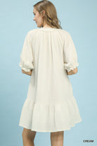Umgee Cream Cotton Gauze Mini Dress