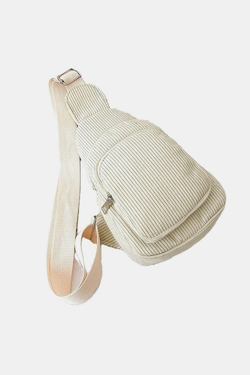 Zenana Corduroy Vintage Double Pocket Sling Bag Off White One Size Trendsi