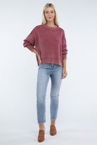 Zenana Washed Side Slit Oversized Cropped Sweater in 4 Colors! ZENANA