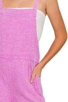 Zenana Bight Mauve Washed Double Gauze Tie Back Romper