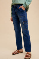 Annie Wear Straight Leg Jeans with Cargo Pockets Dark