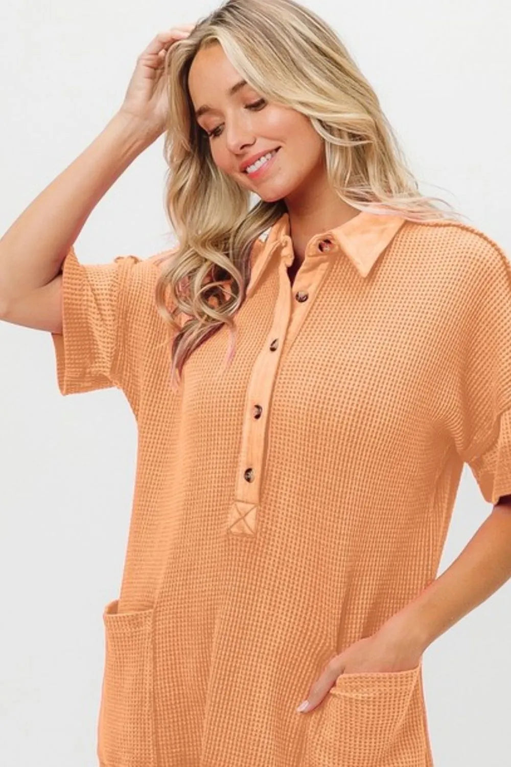 BiBi Apricot Dip Dye Mineral Washed Knit Dress
