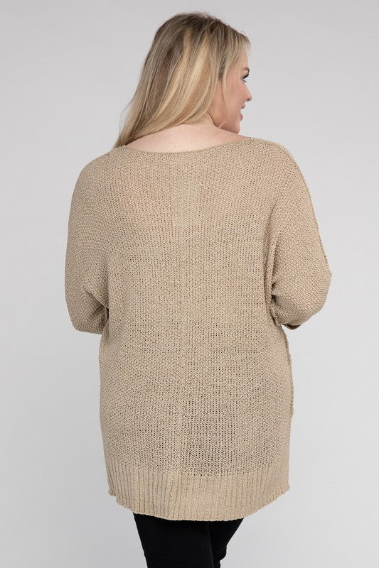 eesome Plus Size Crew Neck Knit Sweater Shirts & Tops