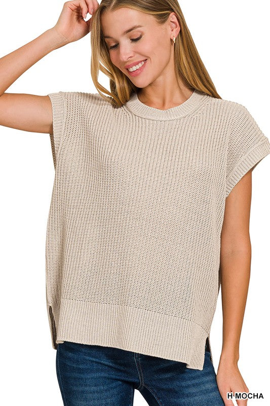 Zenana Dark Green Oversized Crew Neck Sweater