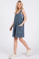 Mittoshop Navy Low Scoop Neck Tank Washed French Terry Romper
