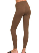 Zenana Brown Microfiber Waistband Leggings