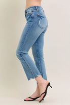 Judy Blue Mid-rise Vintage Wash Destroy Hem Kick Flare Jeans