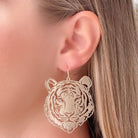 Prep Obsessed Filigree Tiger Dangle Earrings Ruby Idol Apparel