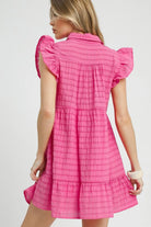 Umgee Pink Textured Flutter Sleeve Mini Dress
