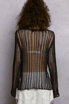 POL Openwork Round Neck Knit Cover Up