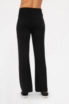 Mono B Black Cross Pleat Flare Pants Activewear