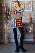 Heimish Pumpkin Checkered Contrast Striped Long Sleeve T-Shirt