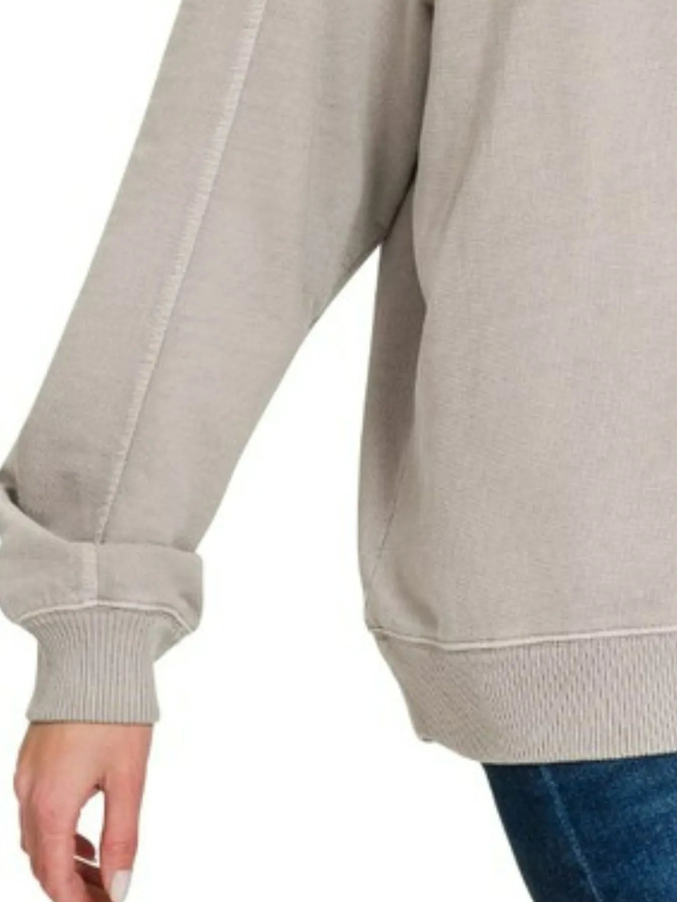 Zenana Ash Mocha French Terry Pigment Dye & Enzyme Washing Hoodie