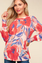 Haptics Blush Floral Brushed Hacci Sweater Top Shirts & Tops