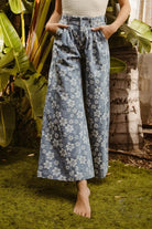 BiBi Denim Floral Textured Wide Leg Jeans DENIM