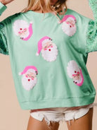 Preorder: Christmas Theme Sequin Long Sleeve Sweatshirt Light Green
