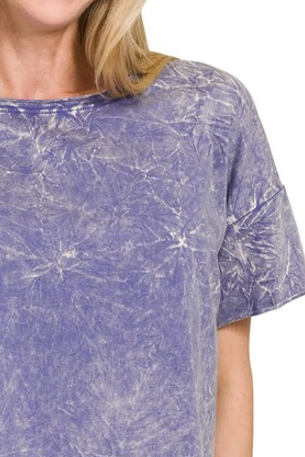 Zenana Marlin Washed Crew Neck Short Sleeve Crop Box Tee