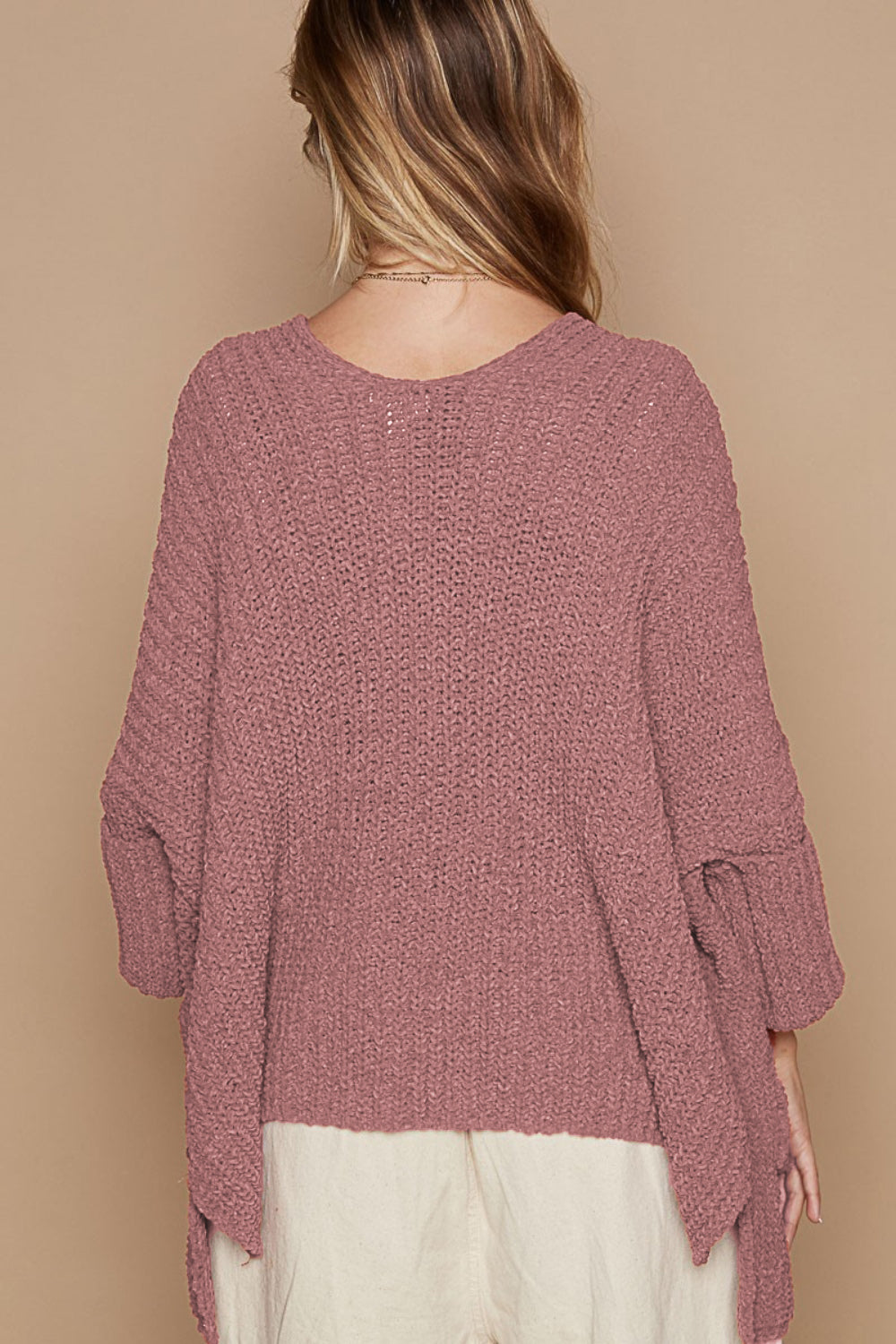 POL Mauve Open Front Sweater Cardigan with Pockets Trendsi