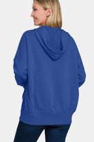 Zenana Half Snap Long Sleeve Hoodie with Kangaroo Pocket