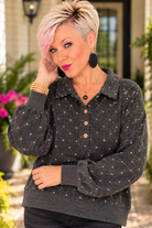 Haptics Cozy Dots and Button Stops Pullover
