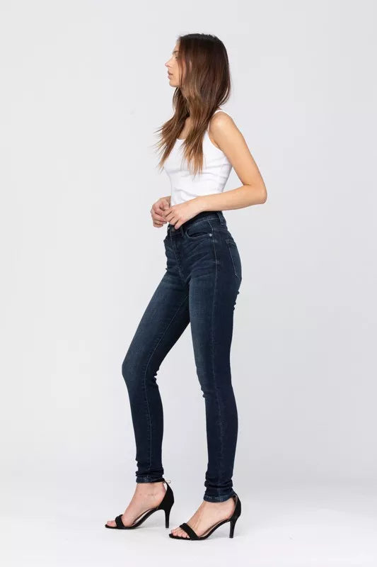 Judy Dark Washed Blue High Waist Washed Skinny Jeans