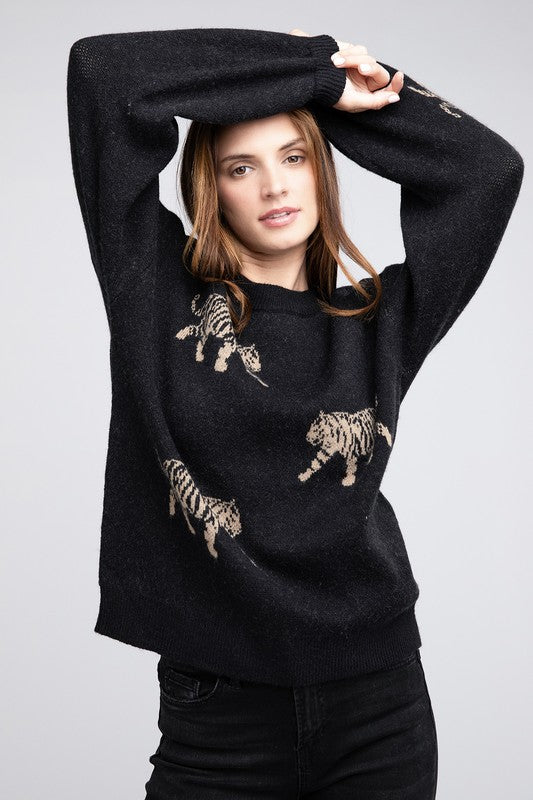 BiBi Tiger Pattern Sweater BLACK BiBi