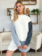 Double Take: 6 Colors: Quilted Textured Color Block Contrast Long Sleeve Drop Shoulder Top and Shorts Set Loungewear