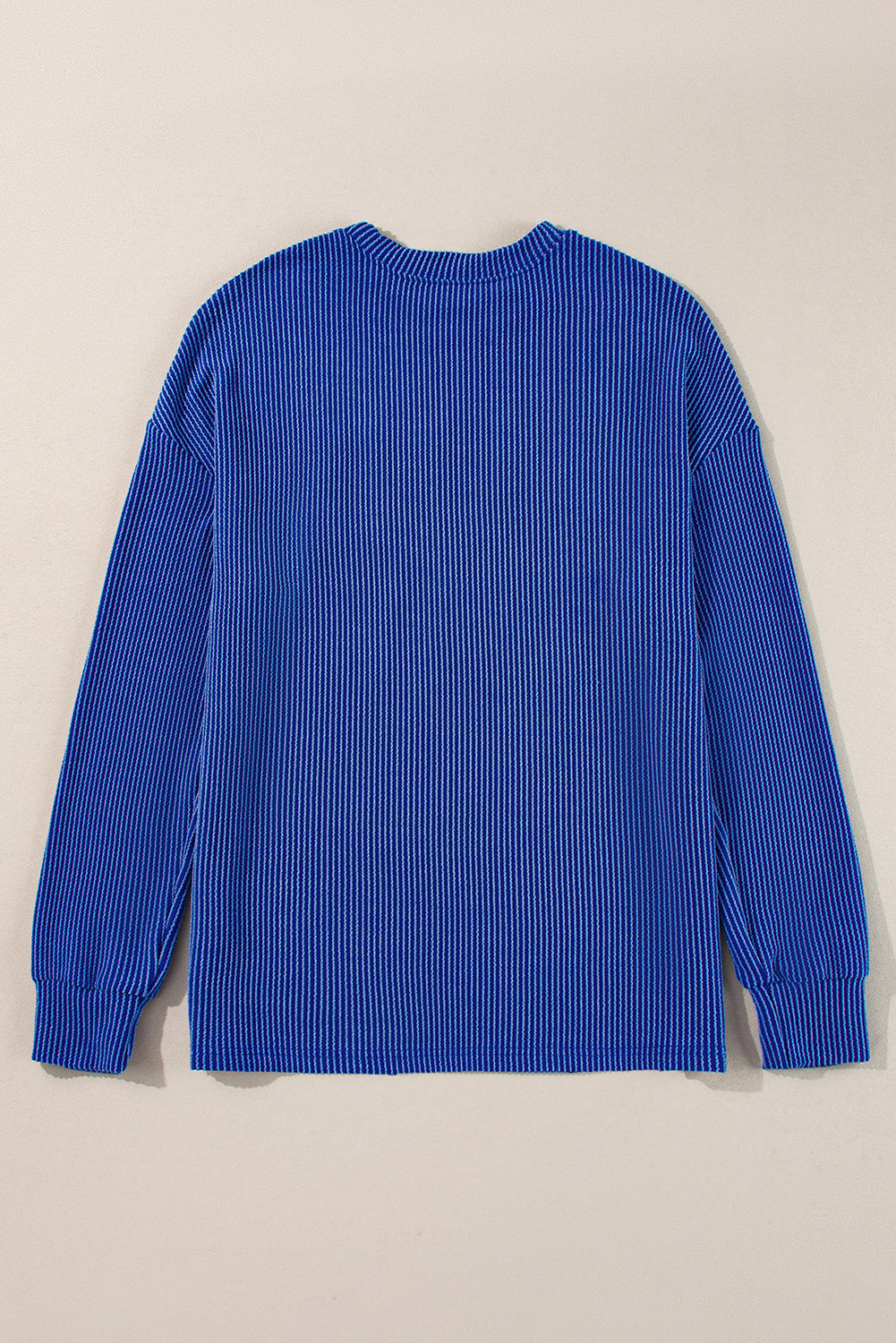 Bluing Corded Ribbed GAME DAY Graphic Long Sleeve Top Shewin