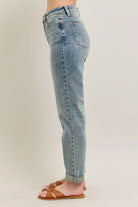 Judy Blue High Waisted Vintage Wash Double Roll Cuff Boyfriend Jeans