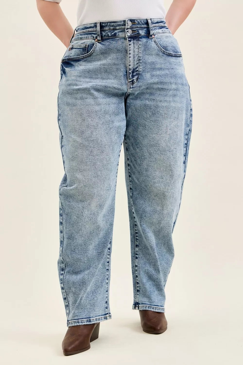 Judy Blue High Waist Marlow Arc Leg Jeans with Double Waistband