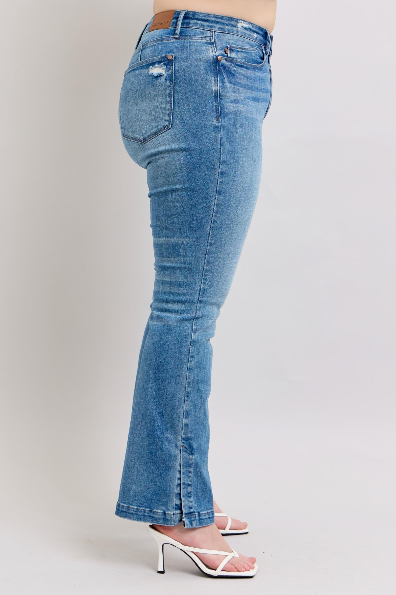 Judy Blue High Wasited Tummy Control Vintage Wash Side Slit Slim Boot Jeans