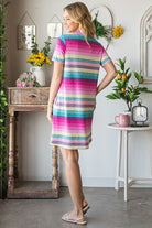 Heimish Pink Multi Color Striped Short Sleeve Mini Dress