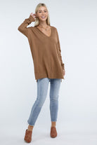 Zenana Hi-Low Hem Front Seam Sweater in 5 Colors ZENANA